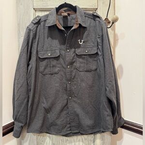 True religion flannel wool blend shaket men’s XL long sleeve